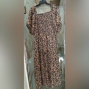 Baltic Born navy floral flowy midi dress with Pockets